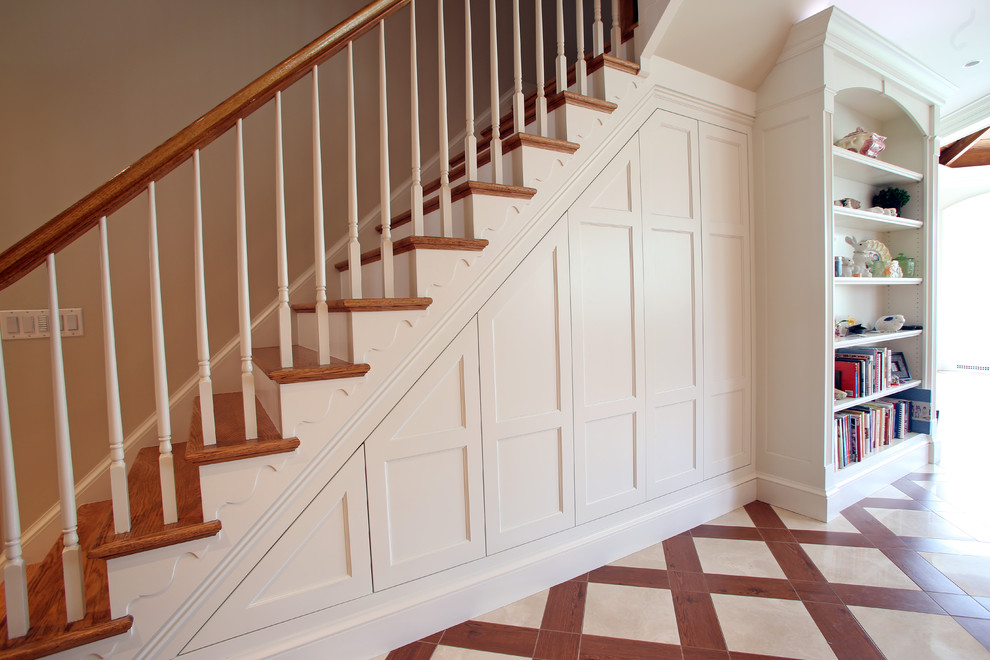 Photo of a classic staircase in DC Metro with under stair storage.