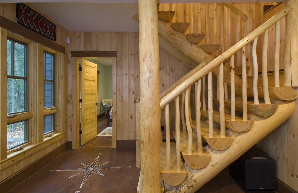 Inspiration for a rustic staircase remodel in Boston