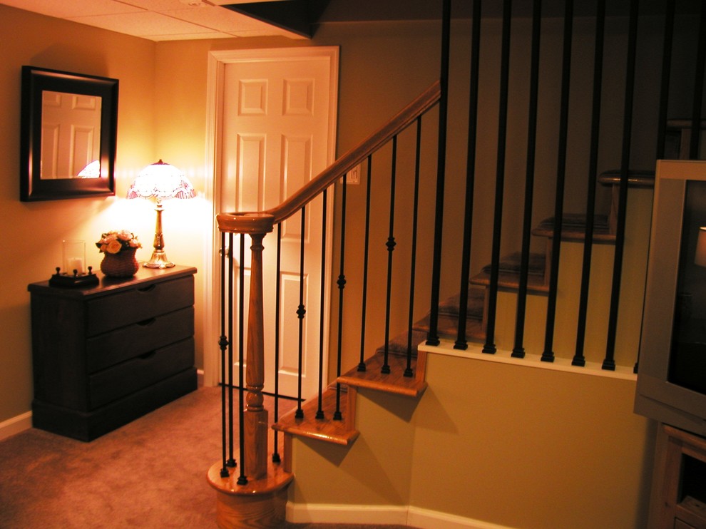Inspiration for a classic staircase in Philadelphia with feature lighting.