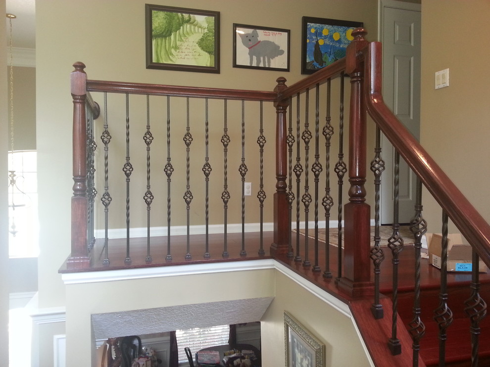 Updated Wood Balusters to Wrought Iron Balusters Traditional