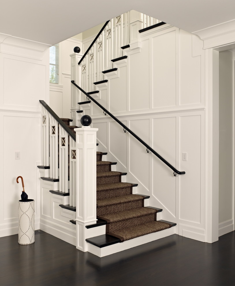 Staircase - victorian wooden u-shaped staircase idea in San Francisco