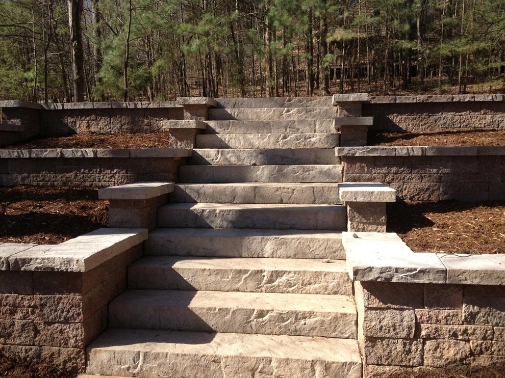 Design ideas for a concrete straight staircase in Raleigh with concrete risers.
