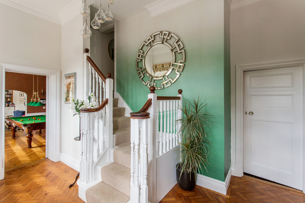 This is an example of an eclectic staircase in Oxfordshire.