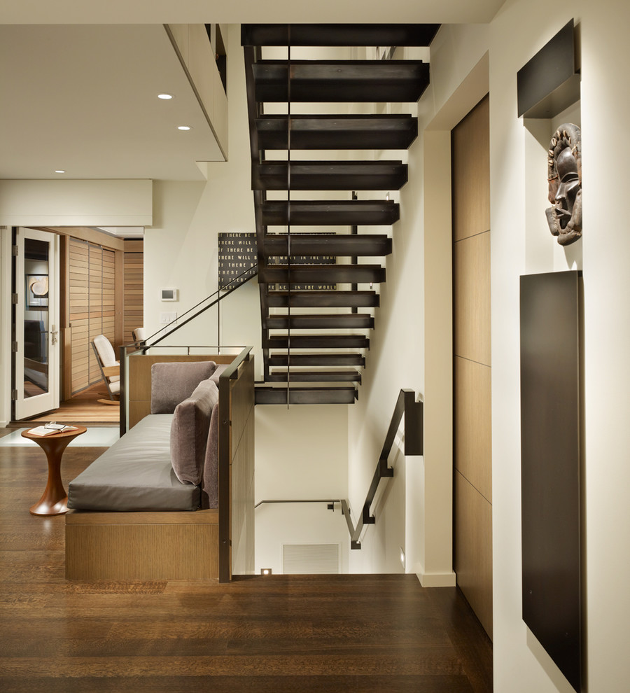 Inspiration for a contemporary wooden open staircase remodel in Seattle