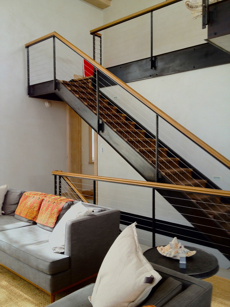 This is an example of a contemporary l-shaped staircase in New York.