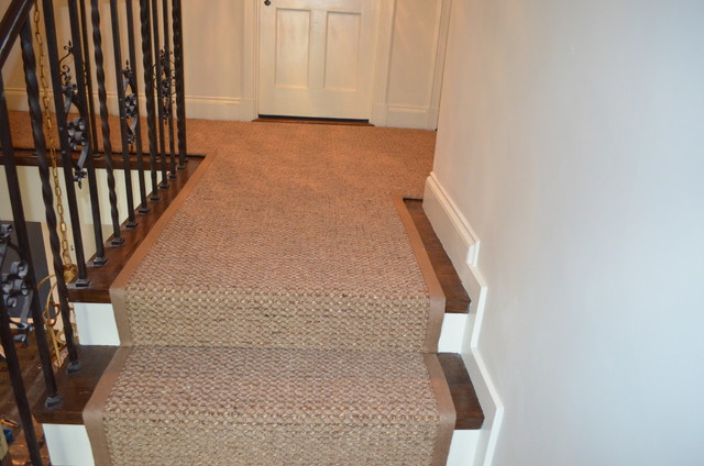 Wellesley, MA Custom Sisal Stair Runner - Traditional - Staircase - Boston  - by The Carpet Workroom | Houzz