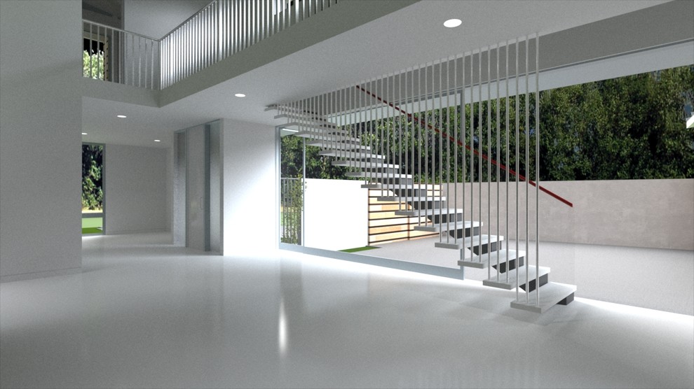Inspiration for a mid-sized modern concrete floating staircase remodel in Los Angeles
