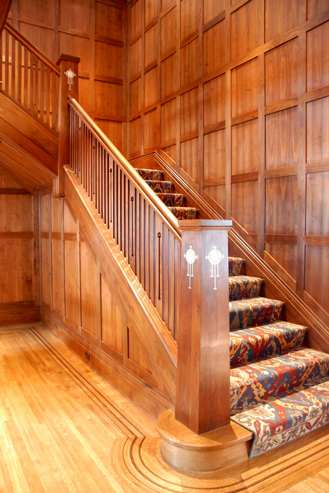 Inspiration för en vintage trappa i trä
