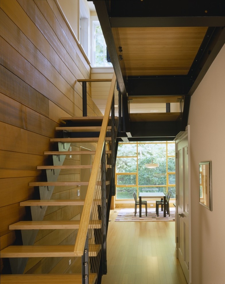 Inspiration for a contemporary staircase remodel in Boston