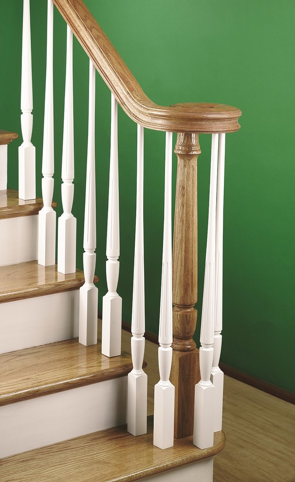 Design ideas for a classic wood l-shaped staircase in San Francisco with painted wood risers.