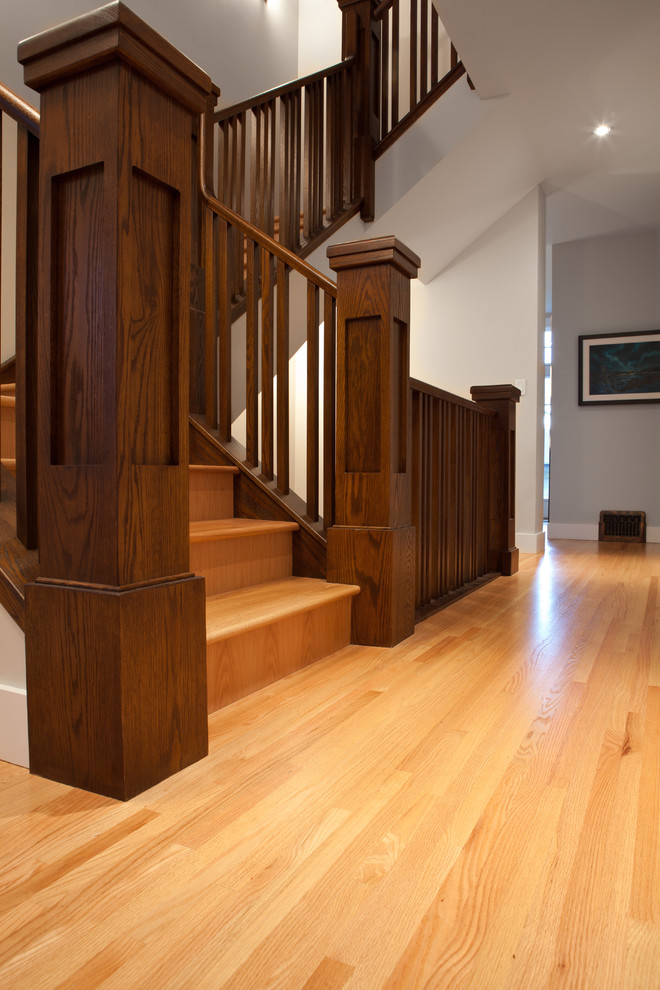 Wood Railing Craftsman Staircase Edmonton by Habitat Studio Houzz