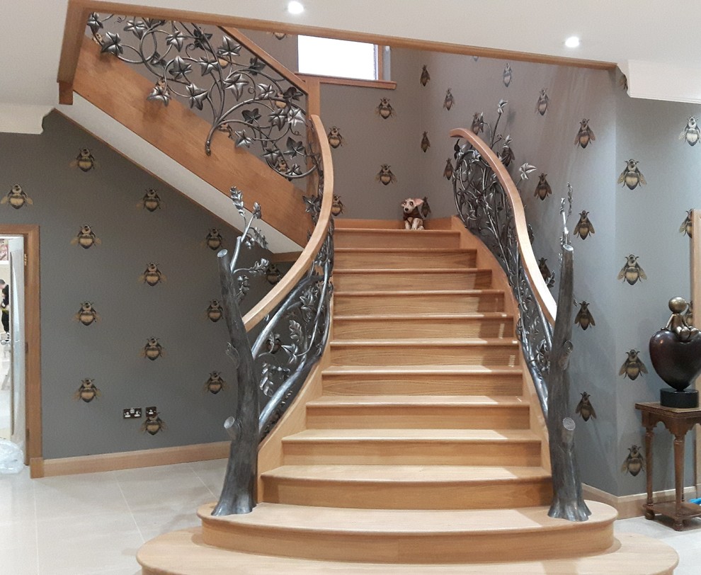 Example of a mid-sized mountain style staircase design in Other
