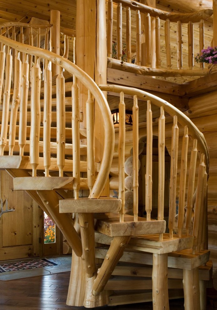 Example of a mountain style staircase design in Boise
