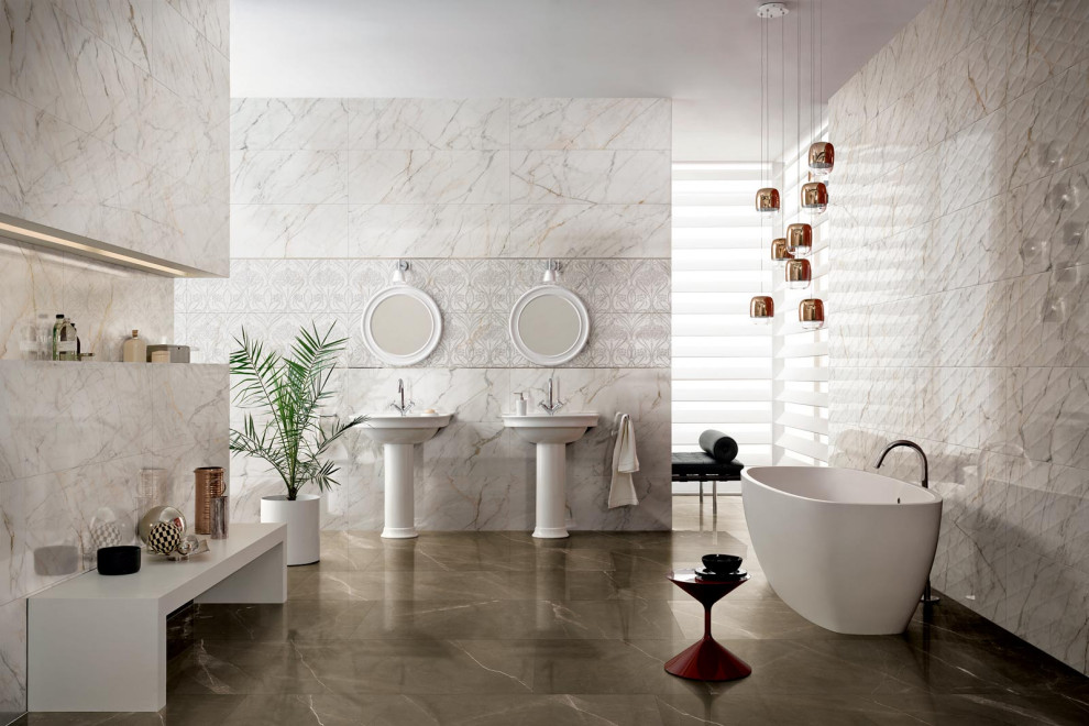 Immagine di una stanza da bagno con pavimento in gres porcellanato