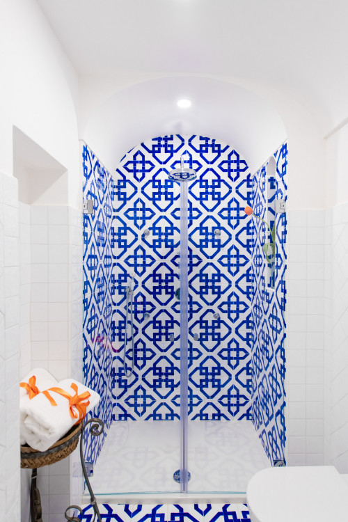 Mediterranean Bliss with Blue Tile Patterned Ceramic Tile Effect