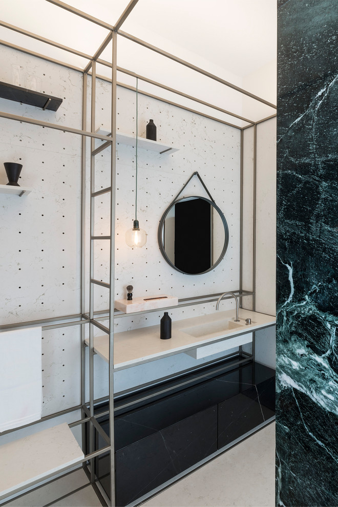 Idee per una stanza da bagno minimal con pavimento in marmo