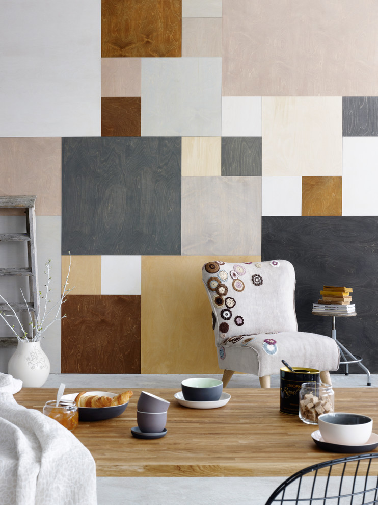 Источник вдохновения для домашнего уюта: столовая в современном стиле с разноцветными стенами