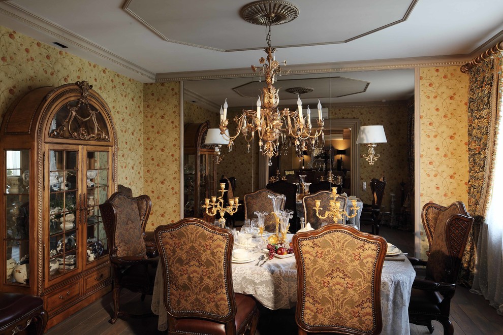 Photo of a traditional dining room in Moscow.