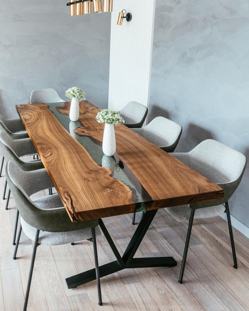 Обеденный стол из карагача с рекой из эпоксидной смолы - Dining Room ...