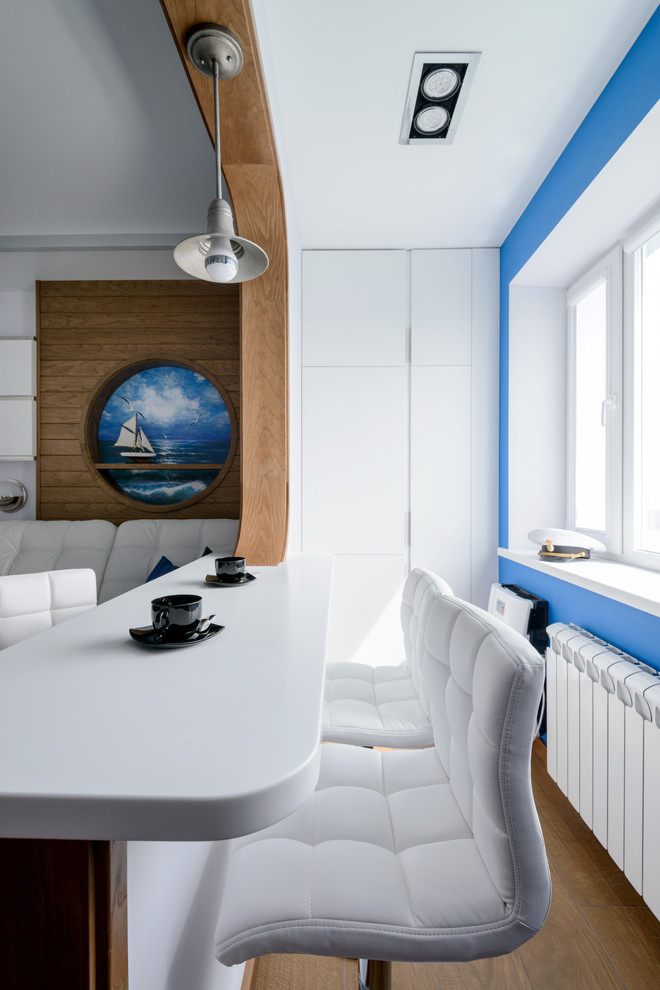 Dining room - coastal dining room idea in Novosibirsk