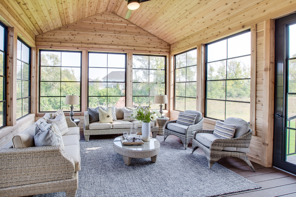Country brown floor sunroom photo in Minneapolis with a standard ceiling