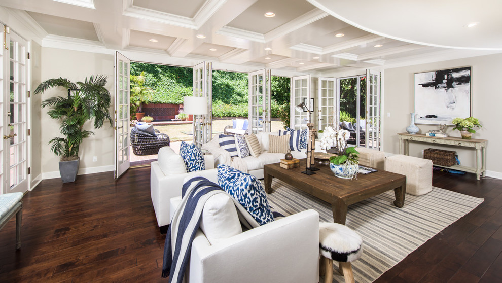 Sunroom - traditional dark wood floor and brown floor sunroom idea in Los Angeles