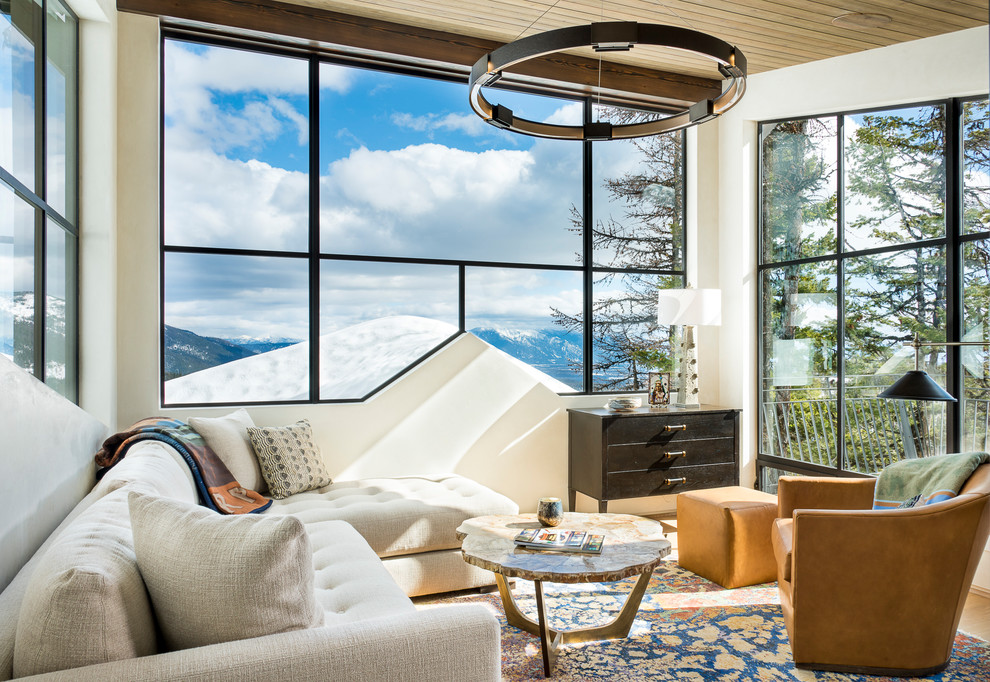 Example of a mountain style sunroom design in Other with no fireplace and a standard ceiling