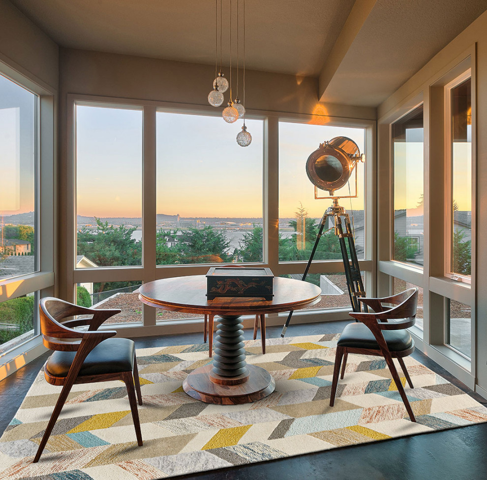 Binada Area Rug Gray/Gold Contemporary Sunroom by Weave