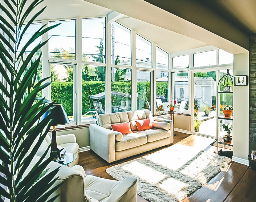 Immagine di una veranda minimalista di medie dimensioni
