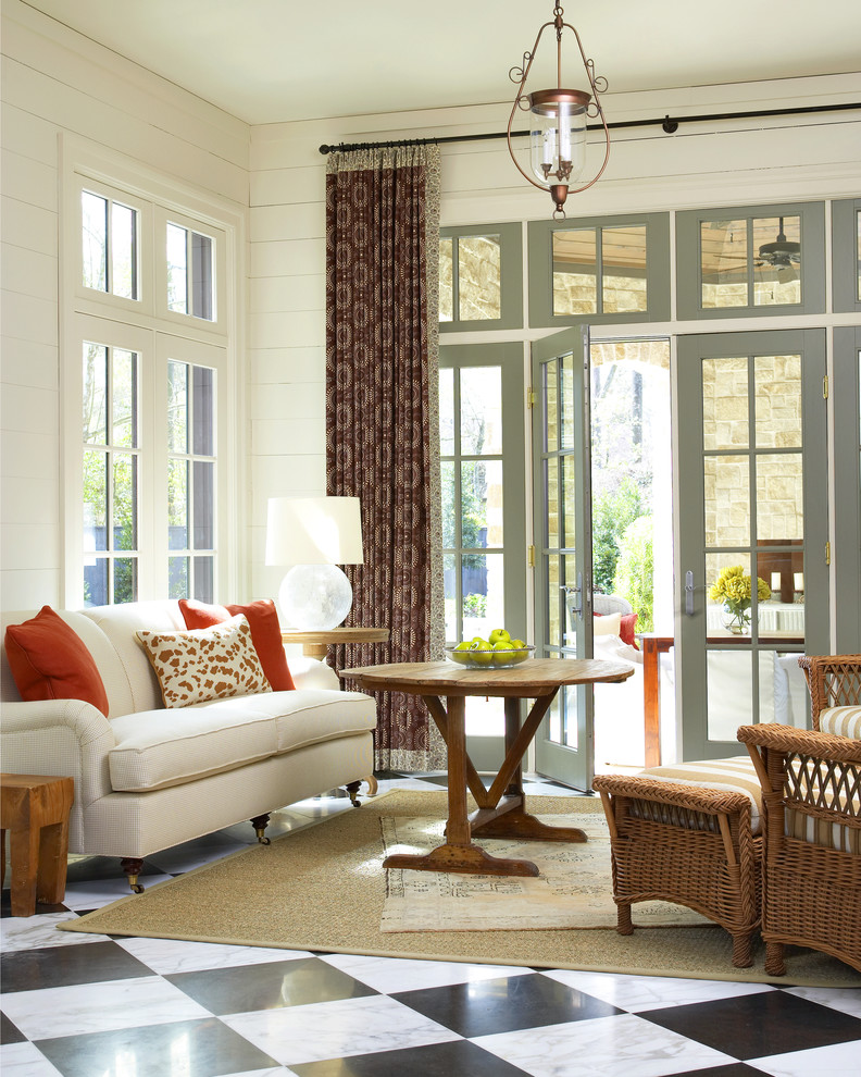 Inspiration for a mid-sized timeless marble floor sunroom remodel in Houston