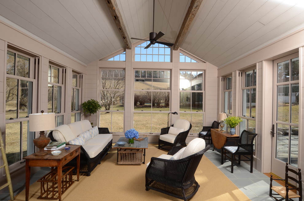Elegant sunroom photo in New York with a standard ceiling