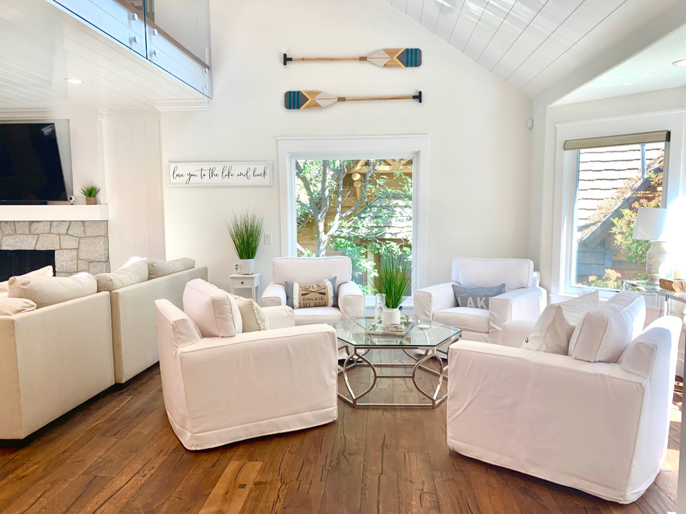 Medium sized contemporary conservatory in San Diego with dark hardwood flooring, a standard ceiling and brown floors.