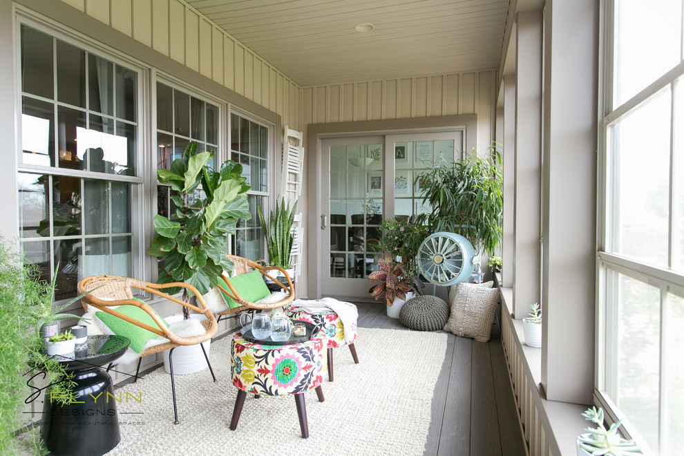Foto di una piccola veranda stile marinaro con pavimento in laminato