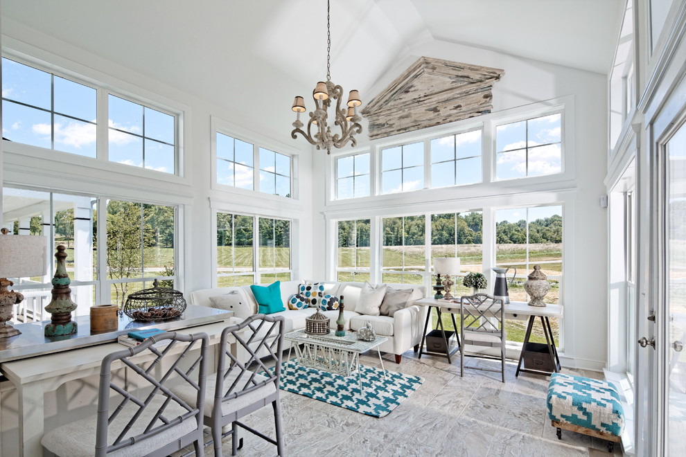 Design ideas for a nautical conservatory in DC Metro with a standard ceiling.