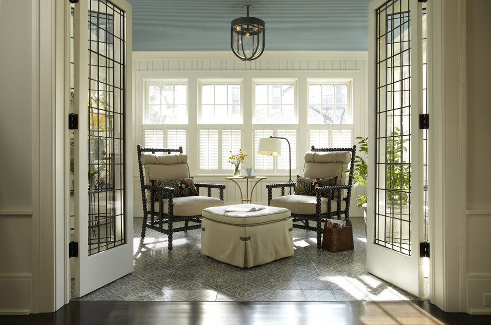 Elegant multicolored floor sunroom photo in Minneapolis with a standard ceiling