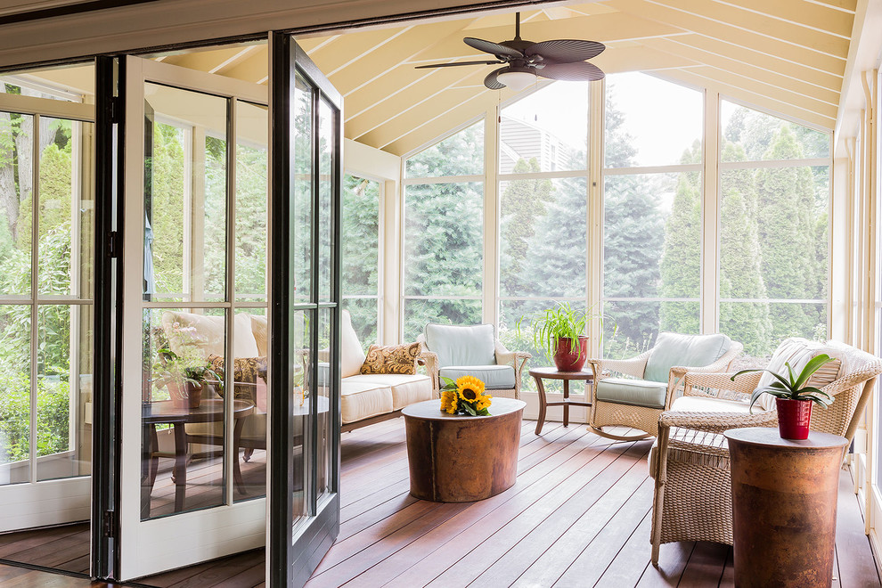 Inspiration for a classic conservatory in Boston with medium hardwood flooring and a standard ceiling.