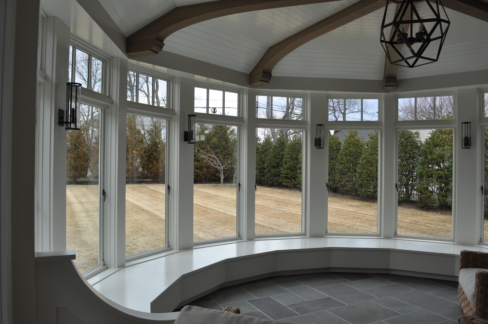 Inspiration for a mid-sized craftsman porcelain tile sunroom remodel in New York with a standard ceiling
