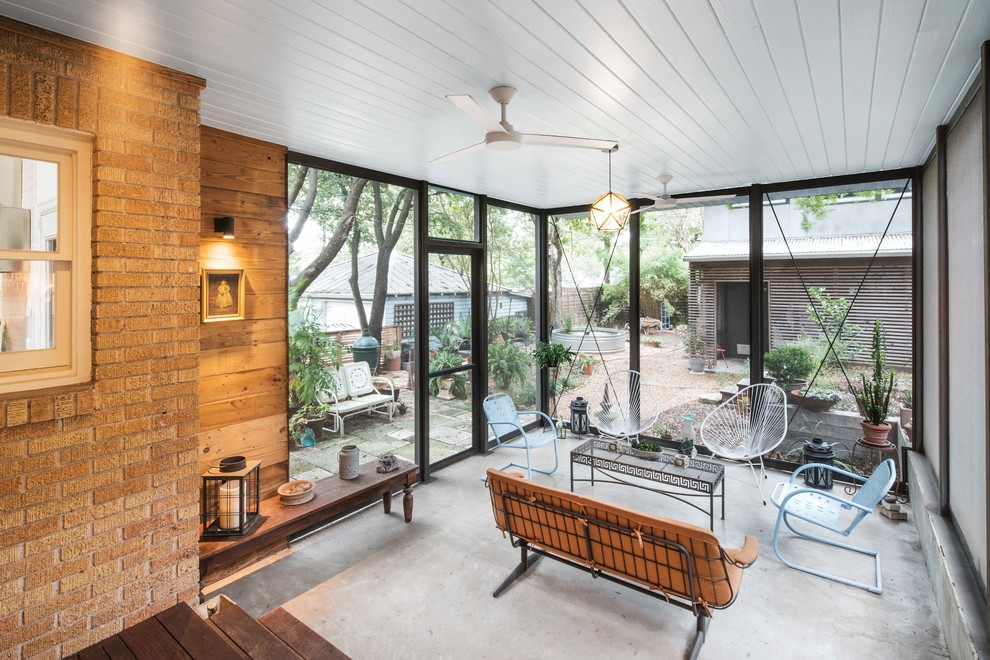 Kenwood Residence screened porch Midcentury Sunroom Austin by