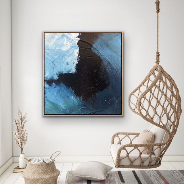 Navy blue white color Large Modern Wall Art on Contemporary Rooms Contemporary Sunroom