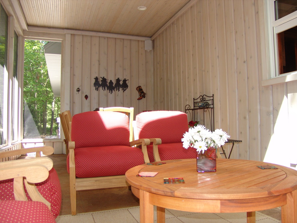 Pickled White Washed Paneling In Bright Sunroom Beach Style Sunroom Other By Suess Electronics Houzz