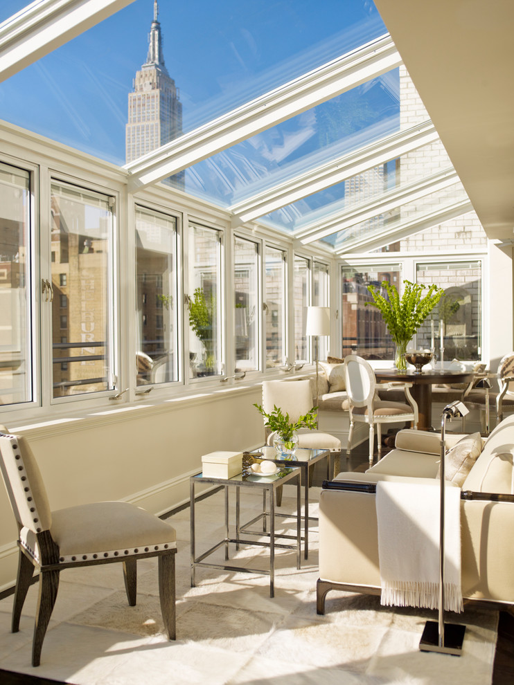 Example of a transitional sunroom design in New York
