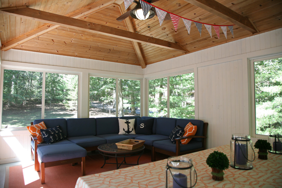 Example of a mid-sized eclectic painted wood floor and gray floor sunroom design in Milwaukee with a standard ceiling