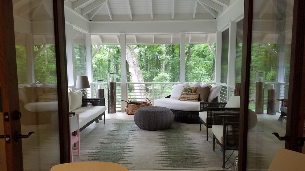 Foto di una veranda chic di medie dimensioni con moquette, nessun camino, soffitto classico e pavimento beige