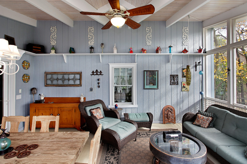 Sunroom - traditional light wood floor sunroom idea in Chicago with a standard ceiling