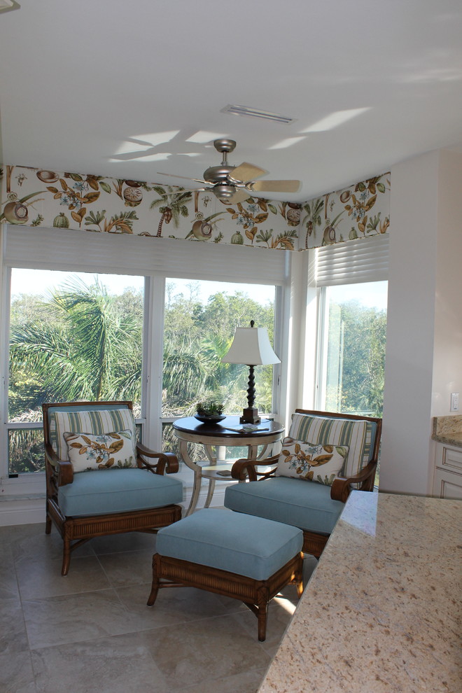 Photo of a small traditional conservatory in Miami with porcelain flooring and a standard ceiling.