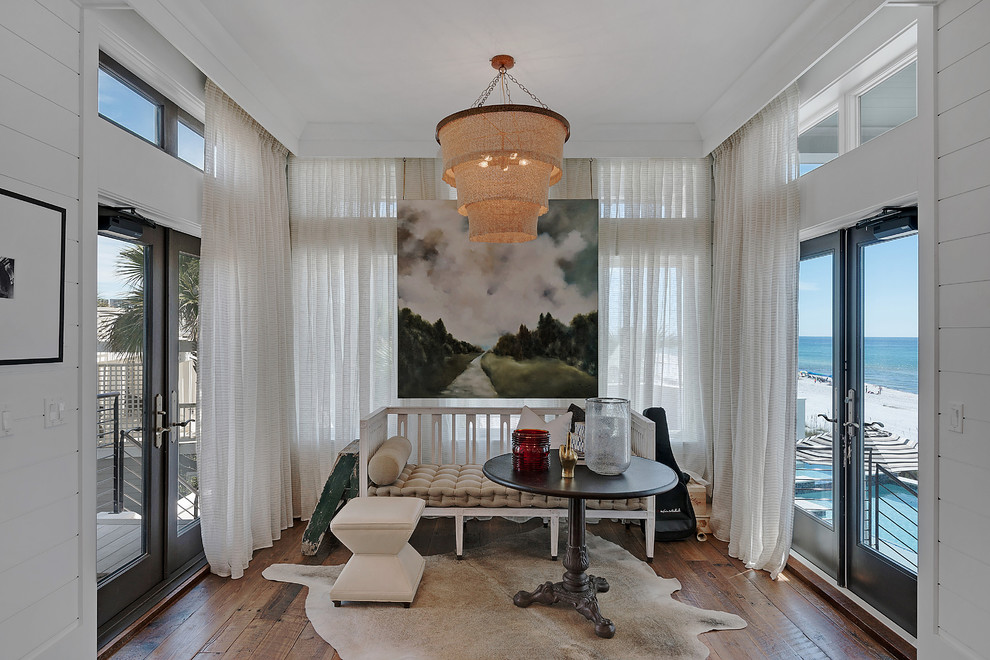 Inspiration for a huge coastal dark wood floor sunroom remodel in Miami with a standard ceiling and no fireplace