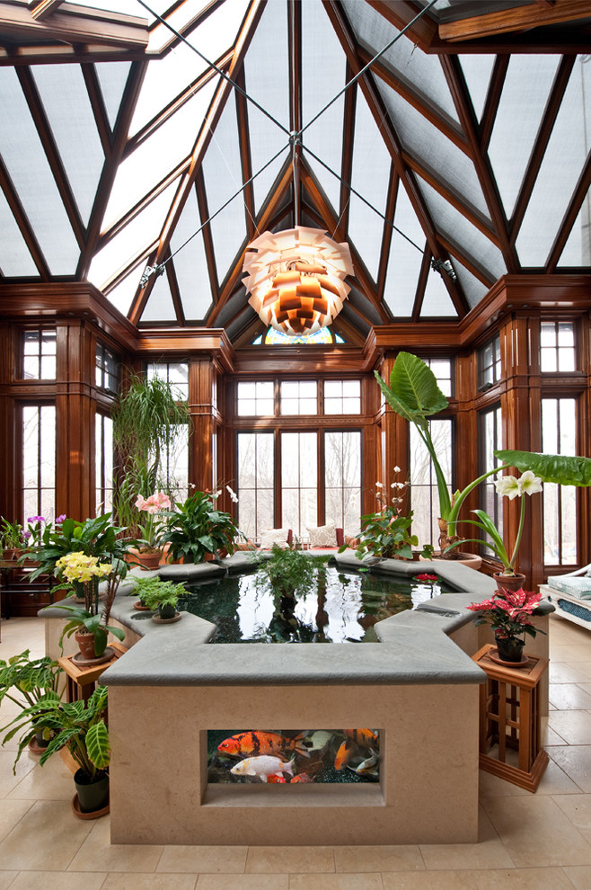 Design ideas for an expansive traditional conservatory in Philadelphia with a glass ceiling.