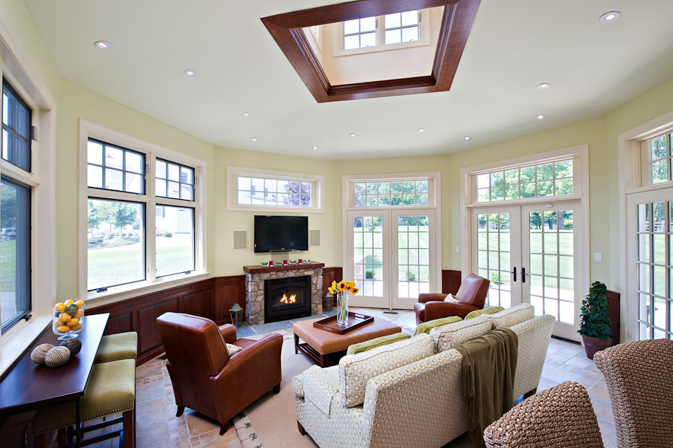 Sunroom with French Doors and Cupola Traditional Sunroom