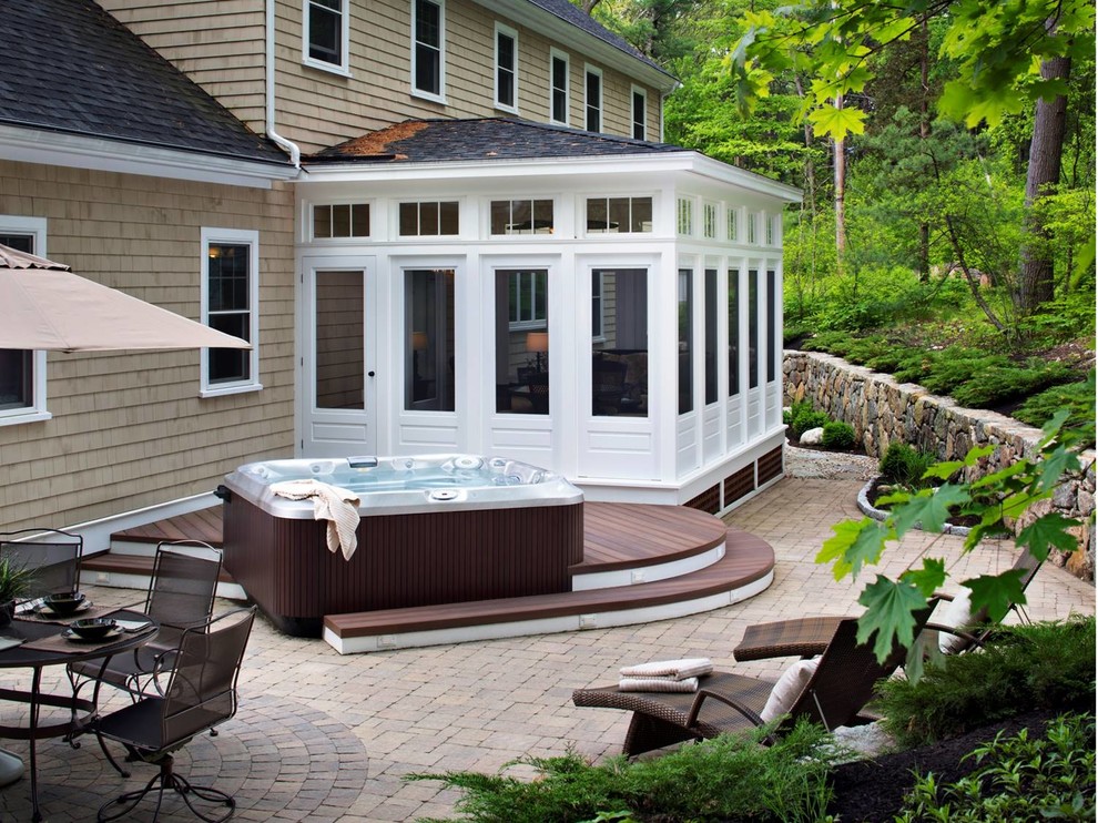 Sunroom with Stone Patio and Composite Deck - Traditional - Sunroom ...