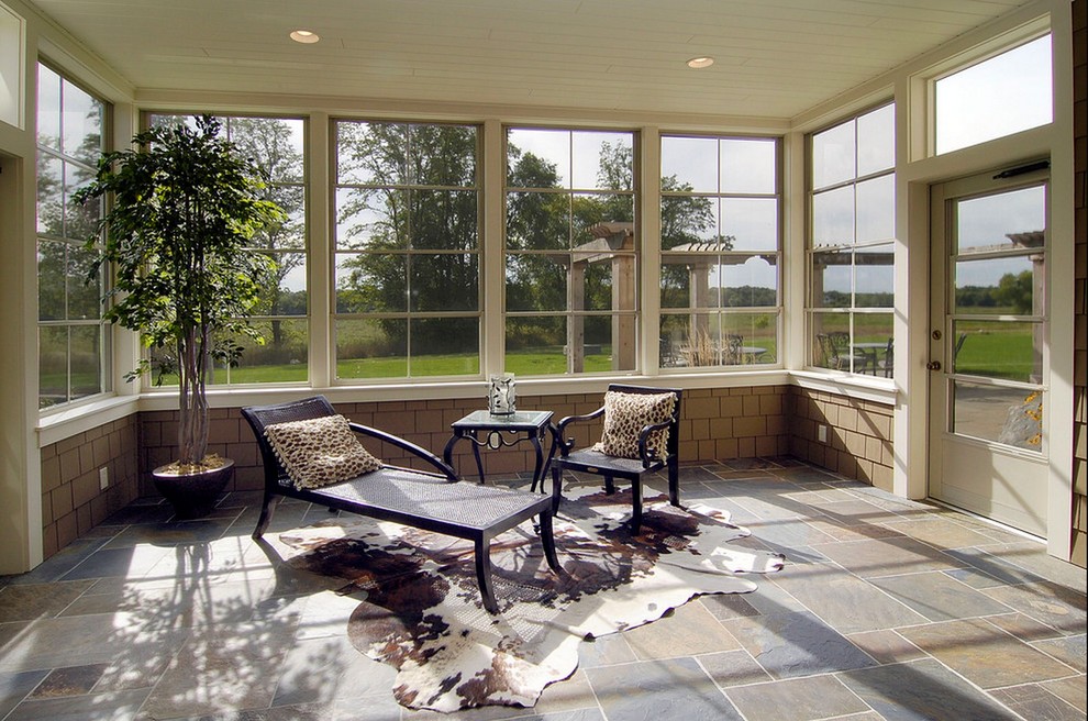 Example of a trendy sunroom design in Toronto with a standard ceiling